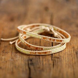 Mixed Bead Wrap Bracelet in Neutral Colors